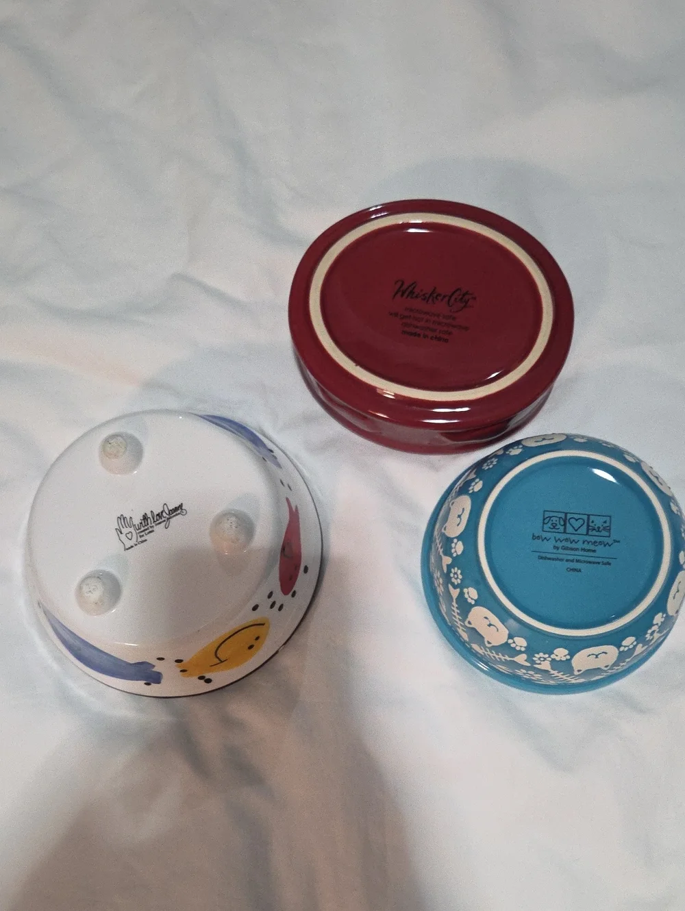 3 Cute Ceramic Cat Food Bowls